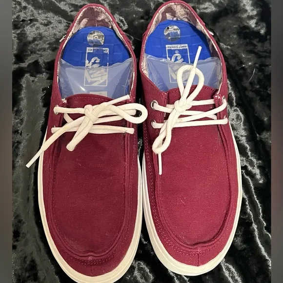 Vans Red surf siders with White Sole and Laces